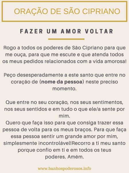 Oração de São Cipriano para o amor voltar