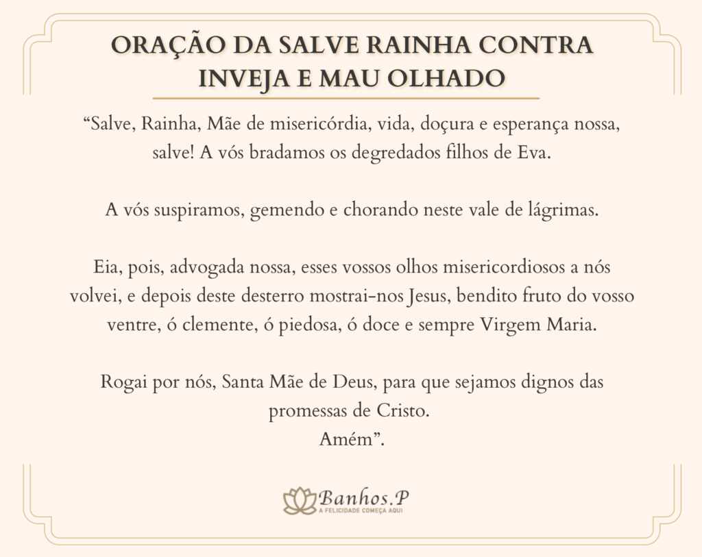 Oração Contra Inveja e Mau Olhado da Salve Rainha (Imprimir)