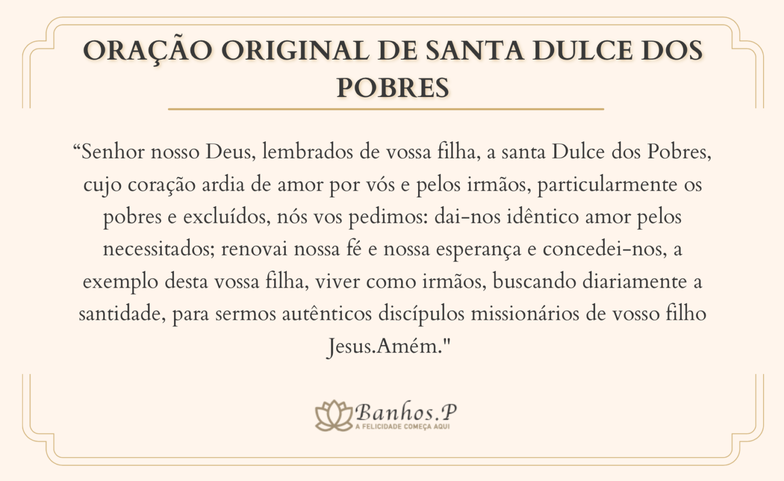 Oração de Santa Dulce dos Pobres: reza original